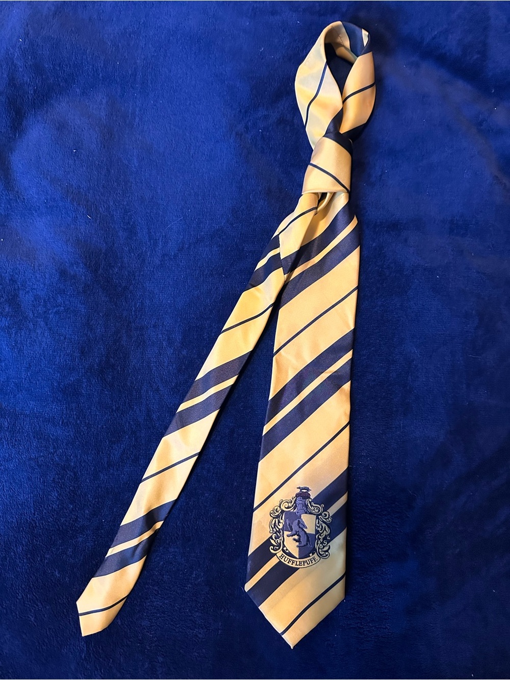 Premium Harry Potter Striped Hufflepuff Neck tie with emblem